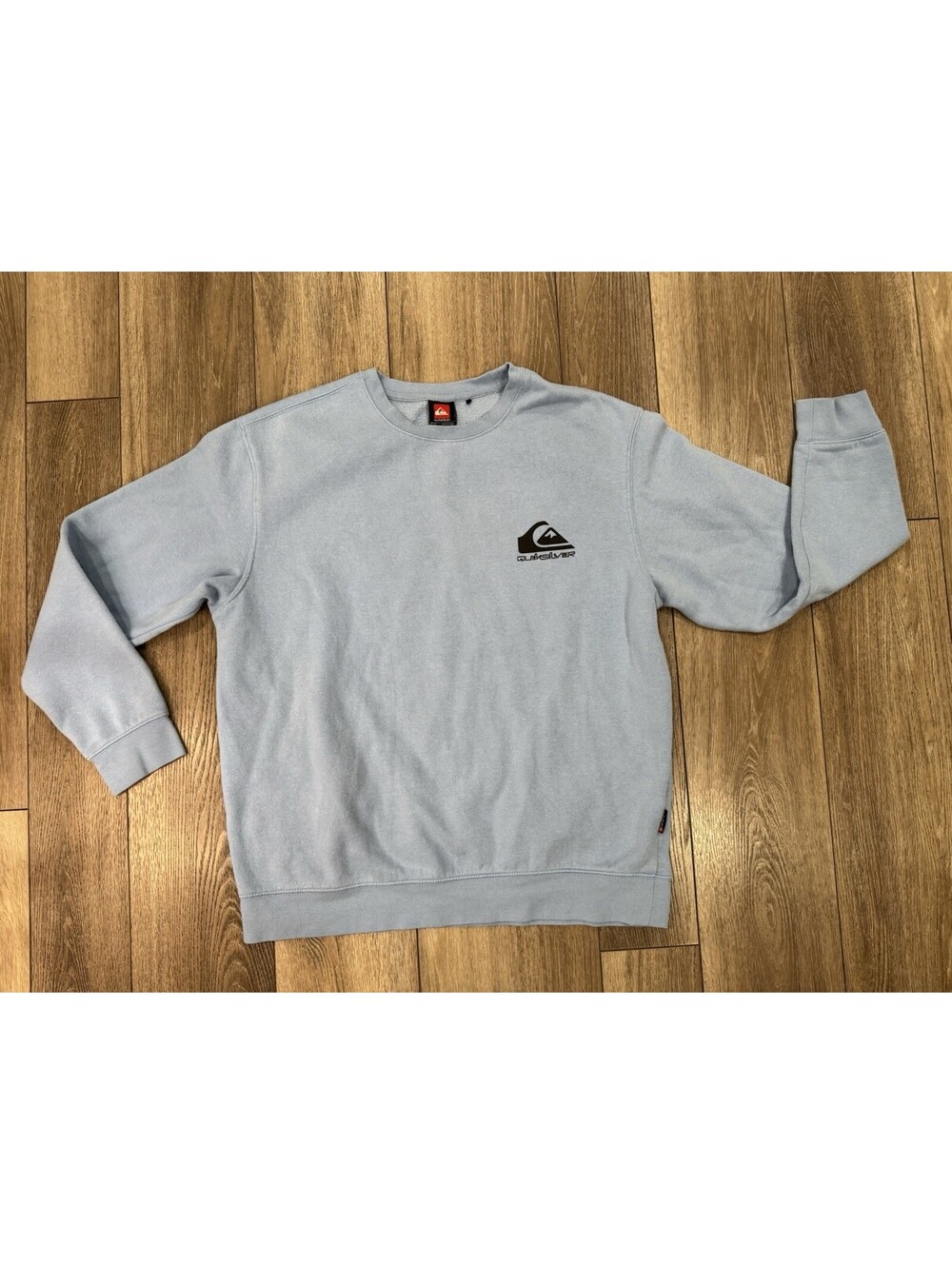 Quiksilver Sweatshirt Men Large Blue Fleece Lined Crew Neck Long Sleeve Pullover